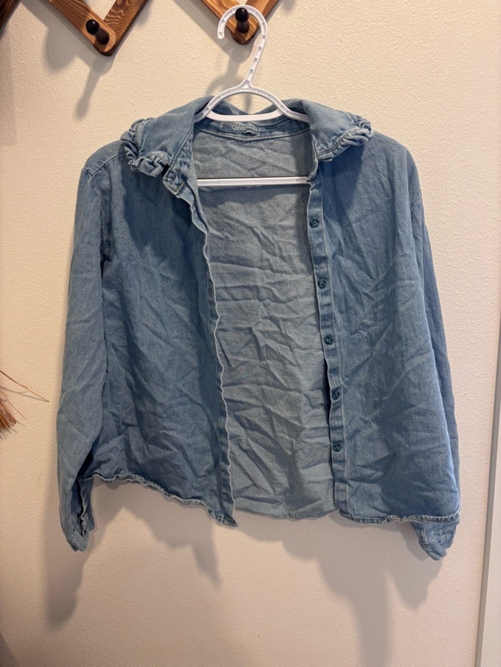 Light Blue Button-Down Shirt - Women's Casual Denim-Style Top